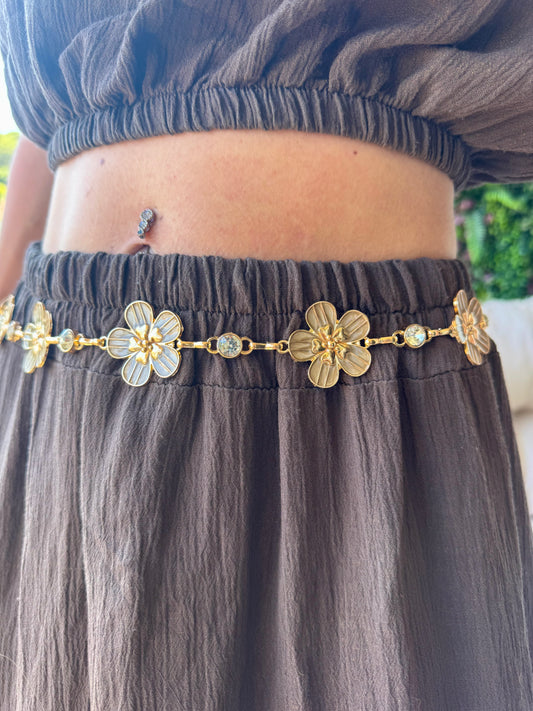 Ceinture « Camélia » beige
