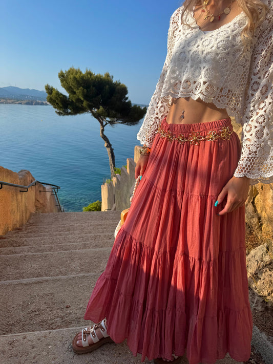 Jupe « Boho » framboise
