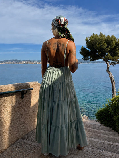 Robe « Sunset » vert d’eau longue