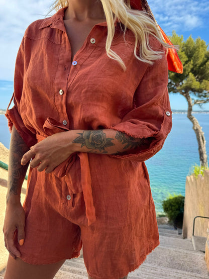 Combishort « Lino » terracotta