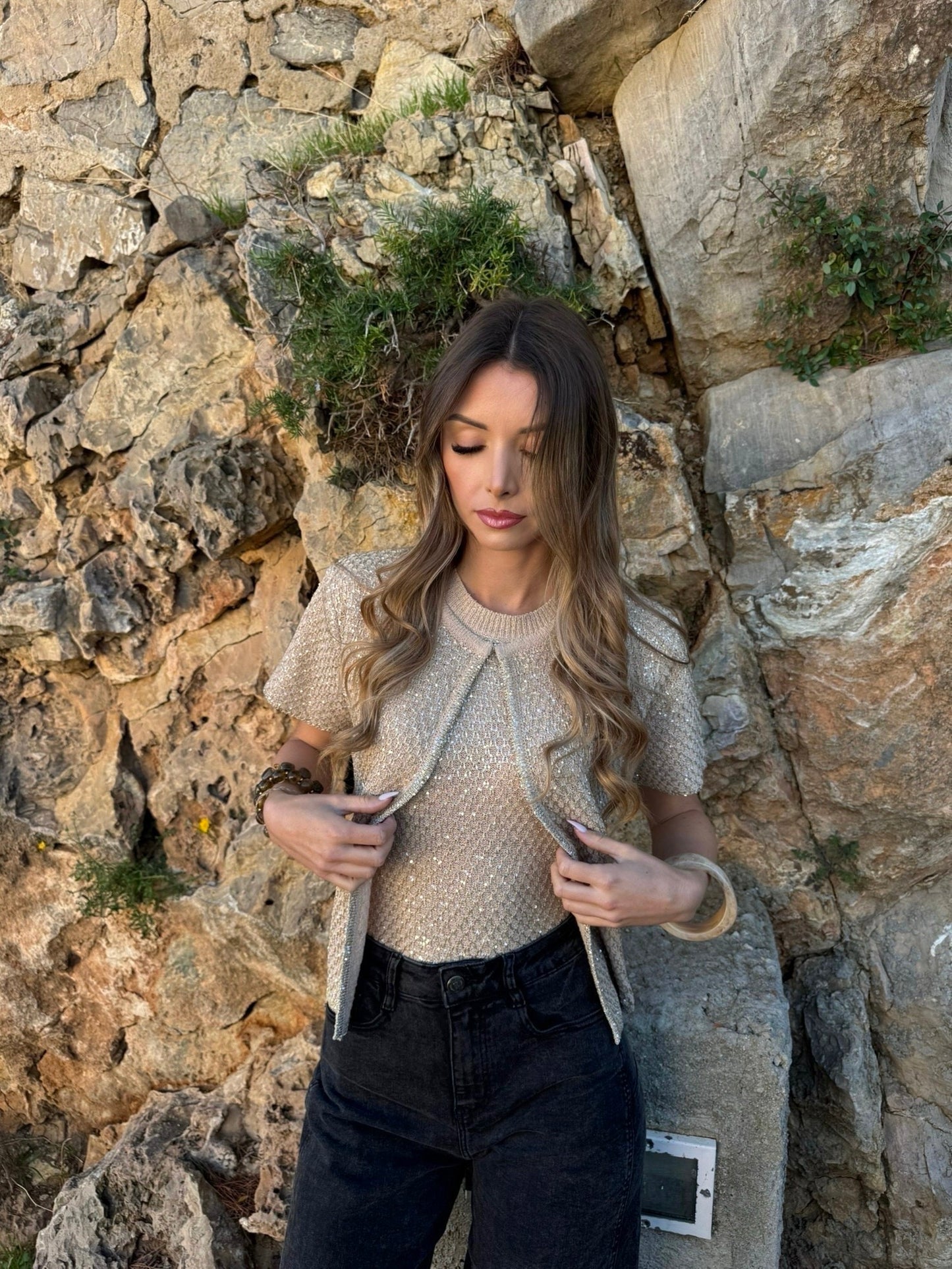 Ensemble « Shiny » doré