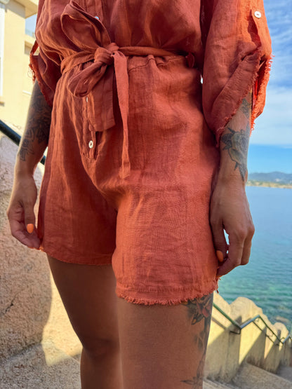 Combishort « Lino » terracotta