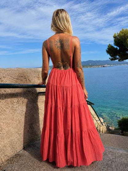 Robe « Sunset » framboise longue