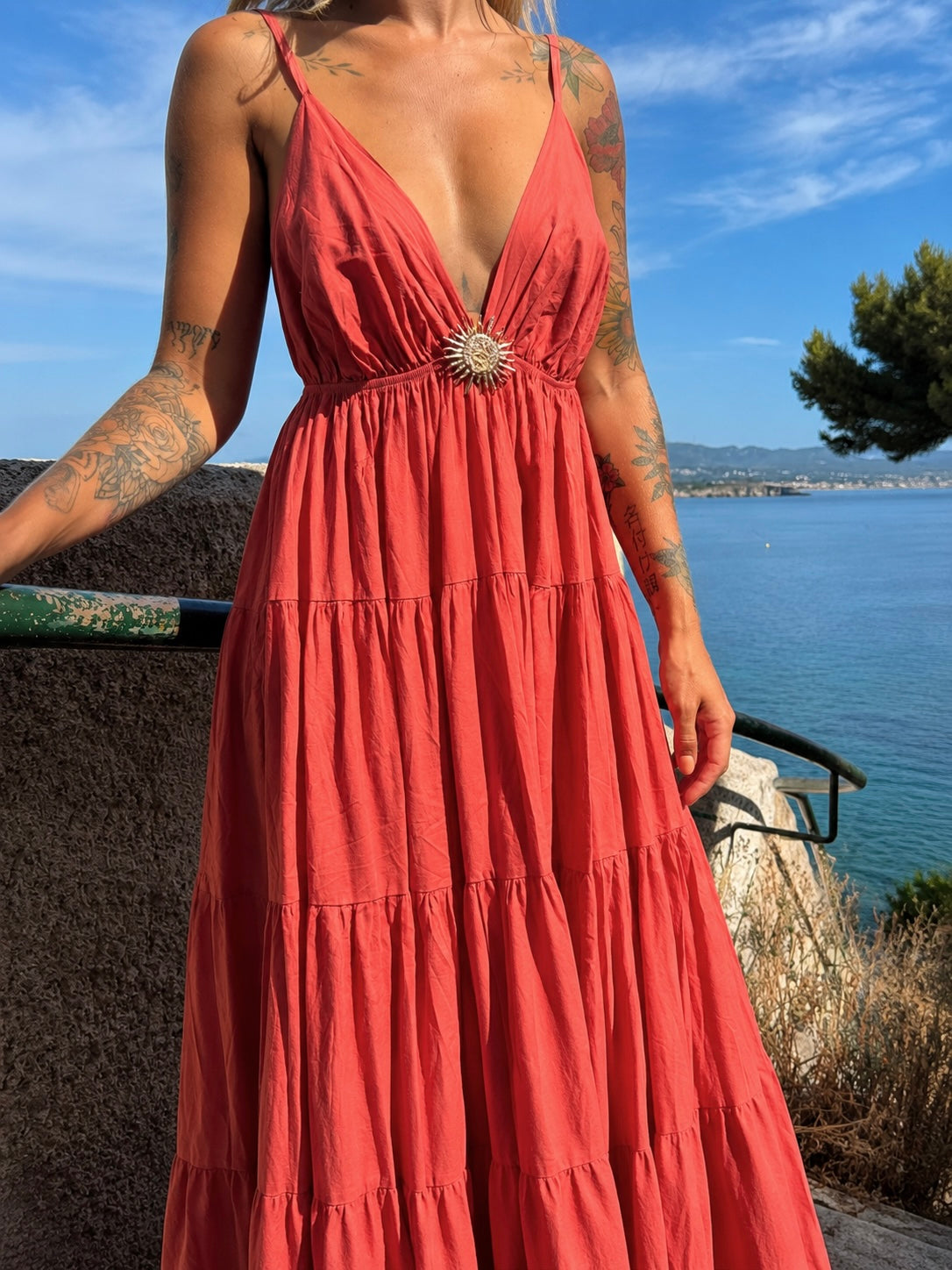 Robe « Sunset » framboise longue