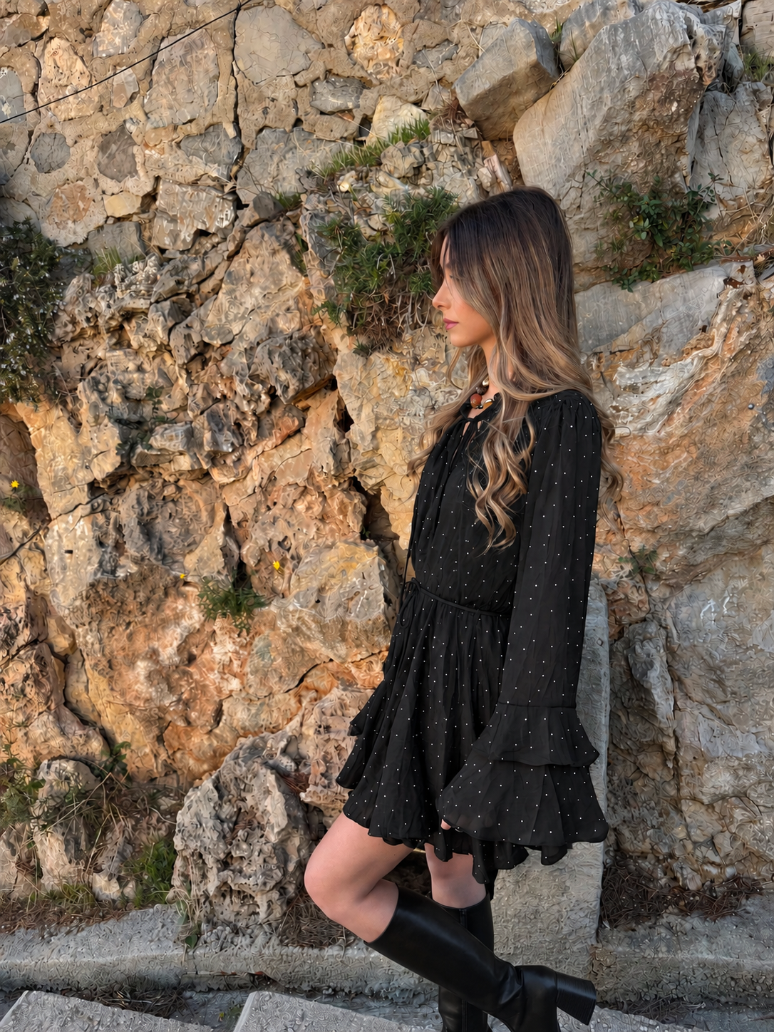 Robe « Carla » STRASS noire (précommande, expédition à partir du 07.11.26)